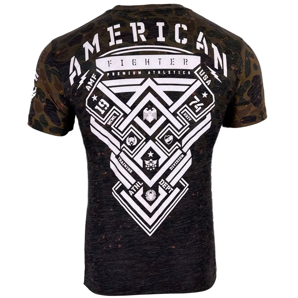AMERICAN FIGHTER Men's T-shirt BRADDOCK Athletic CAMO Green - Picture 3 of 11